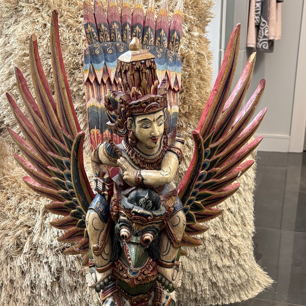 Vintage Multicolor Wooden Sculpture